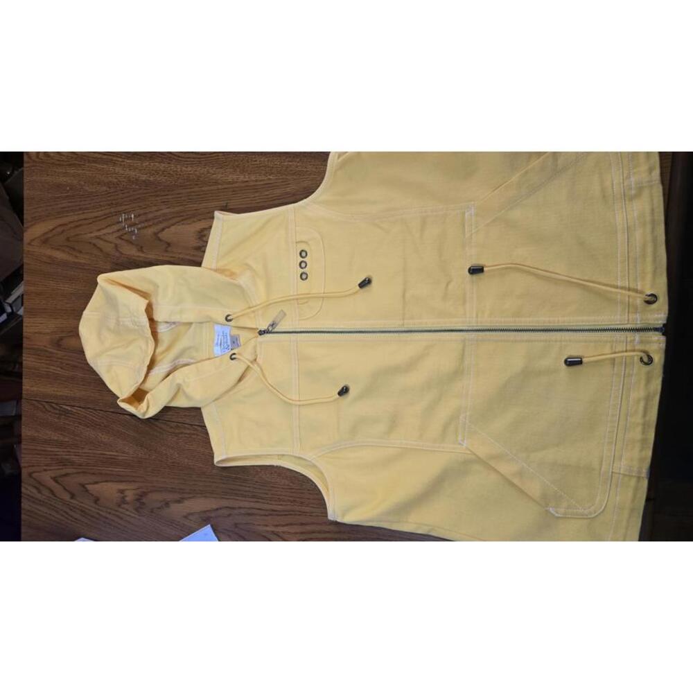 Christopher & Banks Yellow Sleeveless Hoodie Vest Medium